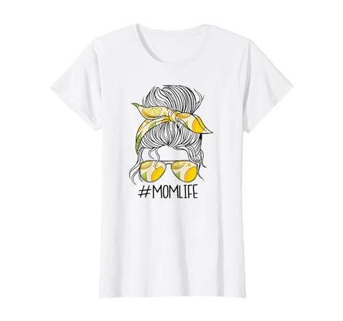 #MOMLIFE Damen MOM LIFE Zitronen Muster Lemon Zitrone Fun T-Shirt von #MOMLIFE – APARELL WITH LOVE
