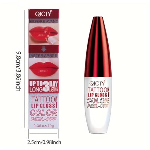 Langanhaltend Feuchtigkeitsspendendes Lippenstift, 10g QICY Tattoo Lip Gloss Peel-Off, Langanhaltend Feuchtigkeitsspendendes Flüssig-Lippenstift, Wasserfest, Becher-Fleckenfrei, Glänzend, Für Alle Hau von MOMO & STAM