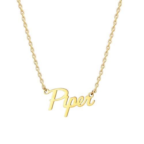 MOMOL 18 Karat vergoldete Edelstahl-Namenskette, personalisierte Namensschild-Halskette für Damen, Small, Vergoldet, Kein Edelstein MOMOL 18 Karat vergoldete Edelstahl-Namenskette, personalisierte Namensschild-Halskette für Damen, Small, Vergoldet, Kein Edelstein von MOMOL