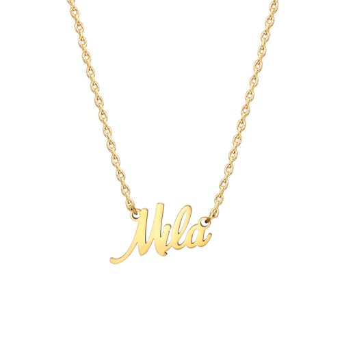 MOMOL 18 Karat vergoldete Edelstahl-Namenskette, personalisierte Namensschild-Halskette für Damen, Small, Vergoldet, Kein Edelstein MOMOL 18 Karat vergoldete Edelstahl-Namenskette, personalisierte Namensschild-Halskette für Damen, Small, Vergoldet, Kein Edelstein von MOMOL