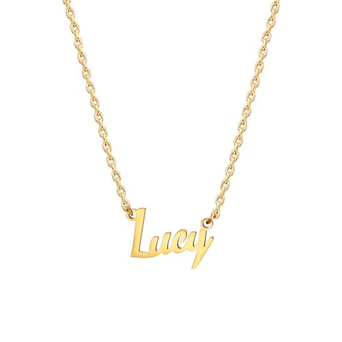 MOMOL 18 Karat vergoldete Edelstahl-Namenskette, personalisierte Namensschild-Halskette für Damen, Small, Vergoldet, Kein Edelstein MOMOL 18 Karat vergoldete Edelstahl-Namenskette, personalisierte Namensschild-Halskette für Damen, Small, Vergoldet, Kein Edelstein von MOMOL