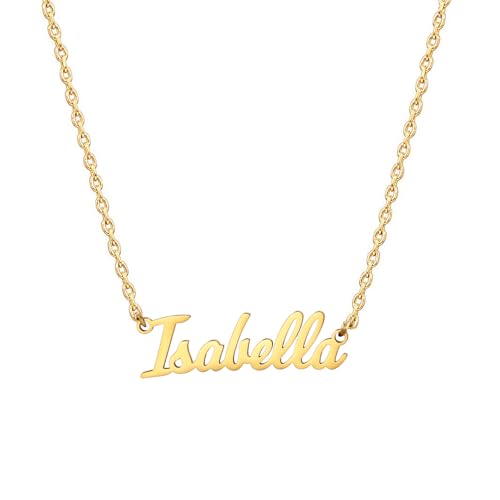 MOMOL 18 Karat vergoldete Edelstahl-Namenskette, personalisierte Namensschild-Halskette für Damen, Small, Vergoldet, Kein Edelstein MOMOL 18 Karat vergoldete Edelstahl-Namenskette, personalisierte Namensschild-Halskette für Damen, Small, Vergoldet, Kein Edelstein von MOMOL