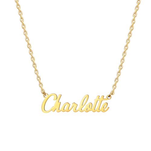 MOMOL 18 Karat vergoldete Edelstahl-Namenskette, personalisierte Namensschild-Halskette für Damen, Small, Vergoldet, Kein Edelstein MOMOL 18 Karat vergoldete Edelstahl-Namenskette, personalisierte Namensschild-Halskette für Damen, Small, Vergoldet, Kein Edelstein von MOMOL