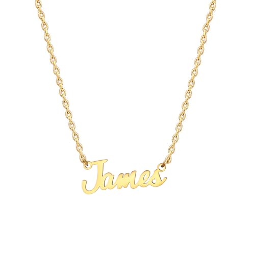 MOMOL 18 Karat vergoldete Edelstahl-Namenskette, personalisierte Namensschild-Halskette für Damen, Small, Vergoldet, Kein Edelstein MOMOL 18 Karat vergoldete Edelstahl-Namenskette, personalisierte Namensschild-Halskette für Damen, Small, Vergoldet, Kein Edelstein von MOMOL