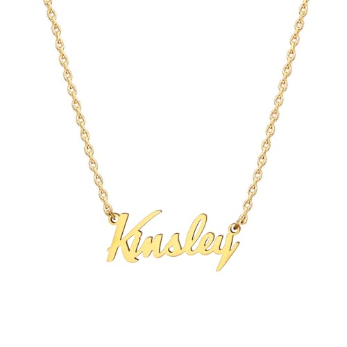 MOMOL 18 Karat vergoldete Edelstahl-Namenskette, personalisierte Namensschild-Halskette für Damen, Small, Vergoldet, Kein Edelstein MOMOL 18 Karat vergoldete Edelstahl-Namenskette, personalisierte Namensschild-Halskette für Damen, Small, Vergoldet, Kein Edelstein von MOMOL