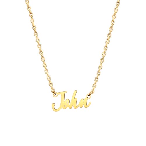 MOMOL 18 Karat vergoldete Edelstahl-Namenskette, personalisierte Namensschild-Halskette für Damen, Small, Vergoldet, Kein Edelstein MOMOL 18 Karat vergoldete Edelstahl-Namenskette, personalisierte Namensschild-Halskette für Damen, Small, Vergoldet, Kein Edelstein von MOMOL