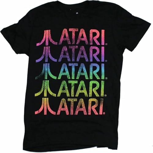 Atari Mens T-T-Shirts Hemden - Pastel Distressed Name Drop Logo Image Black(XX-Large) von MOMYXCJQ