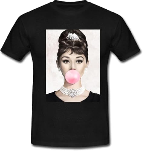 Audrey Hepburn Pink Bubble Gum Men T T-Shirts Hemden Christmas T T-Shirts Hemdensens(X-Large) von MOMYXCJQ
