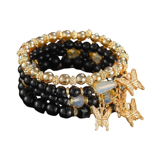 MOMYXCJQ Kristall Armband, Mehrschichtiges Mode-Böhmisches Armband Schmetterling Kristall Modearmband, Energieschmuck Für Frauen Schwarz MOMYXCJQ Kristall Armband, Mehrschichtiges Mode-Böhmisches Armband Schmetterling Kristall Modearmband, Energieschmuck Für Frauen Schwarz von MOMYXCJQ