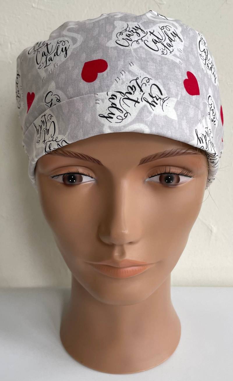 Crazy Cat Lady - Verstellbare, Faltbare Scrub Mütze von MOMandMEScrubHats