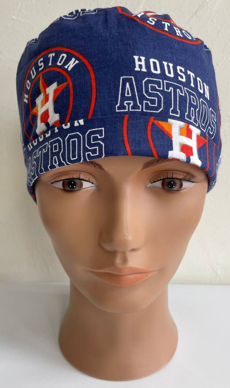 Houston Astros - Verstellbarer, Faltbarer Scrub-Hut Mit Passender Badge-Walzen-Option von MOMandMEScrubHats