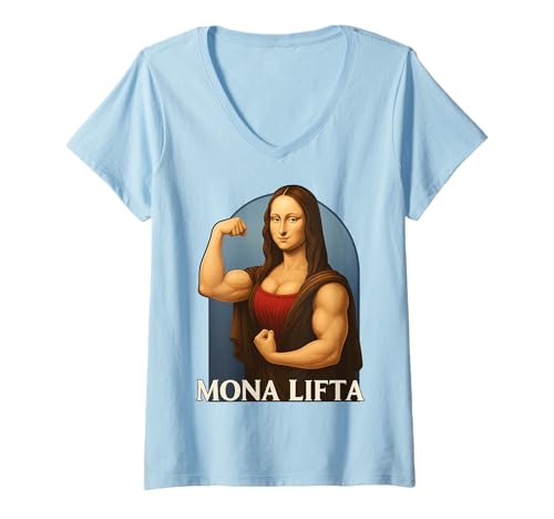 Damen Kraftsport Parodie Muskeln Fitness Bodybuilding X Mona LIFTA T-Shirt mit V-Ausschnitt Damen Kraftsport Parodie Muskeln Fitness Bodybuilding X Mona LIFTA T-Shirt mit V-Ausschnitt von MONA LIFTA X Kraftsport Parodie Bizeps Fitness Gym