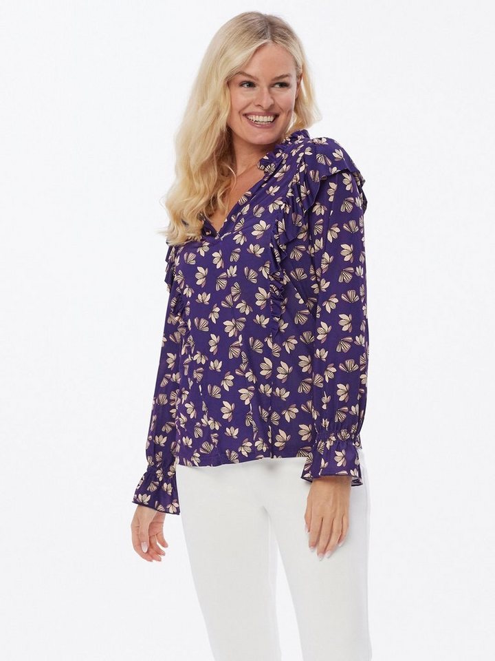 MONACO blue Druckbluse Shirtbluse figurumspielend mit Rüschendetails von MONACO blue