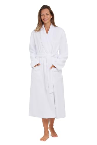 MONARCH Plüschgefütterter Mikrofaser-Bademantel für Damen/Herren (Unisex) Luxus-Spa, Hotel-Bademantel, Weiss/opulenter Garten, X-Large von MONARCH