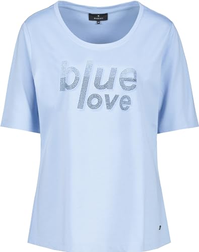 MONARI T-Shirt, Einheitsgröße Medium, Unisex, Kurzarm, Rundhals-Ausschnitt, Blau, Buchstabenmuster, Frühling, 1 Count von MONARI