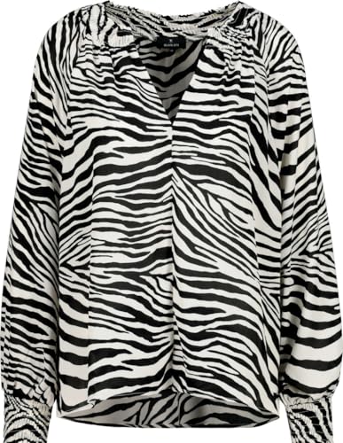 MONARI Damen Bluse gesmokt, Zebramuster schwarz Weiss - 40 von MONARI