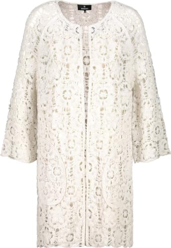 MONARI Damen Strickjacke lang, Häkelmuster in Blumenoptik marmor Weiss - 38 von MONARI