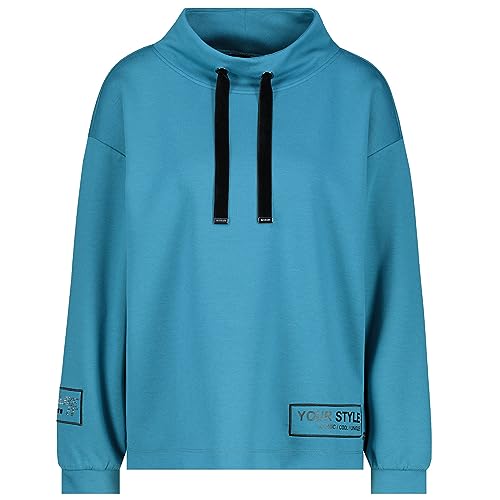 MONARI Damen Sweatshirt mit Samtbändern Blue Cold dye türkis - 44 von MONARI