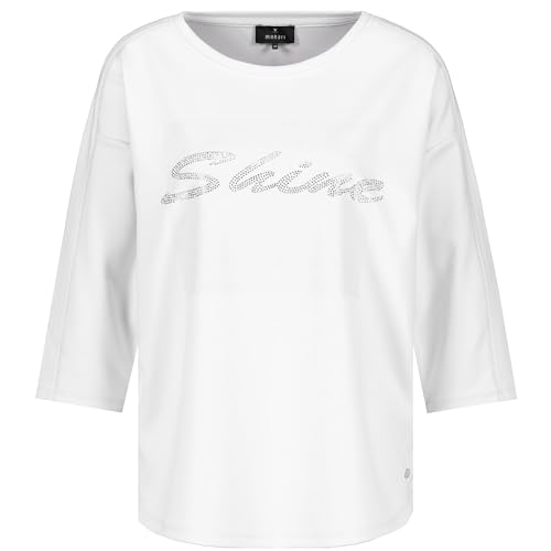 MONARI Damen Sweatshirt mit Strass Schrift Off-White Weiss - 40 von MONARI