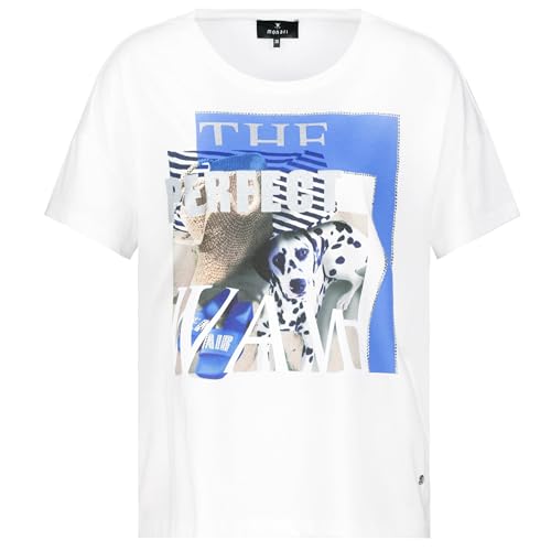 MONARI Damen T-Shirt mit Dalmatiner print weiss/blau - 38 von MONARI
