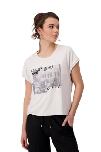 MONARI Damen T-Shirt mit Foto Print und Strass. marmor Weiss/grau - 46 von MONARI