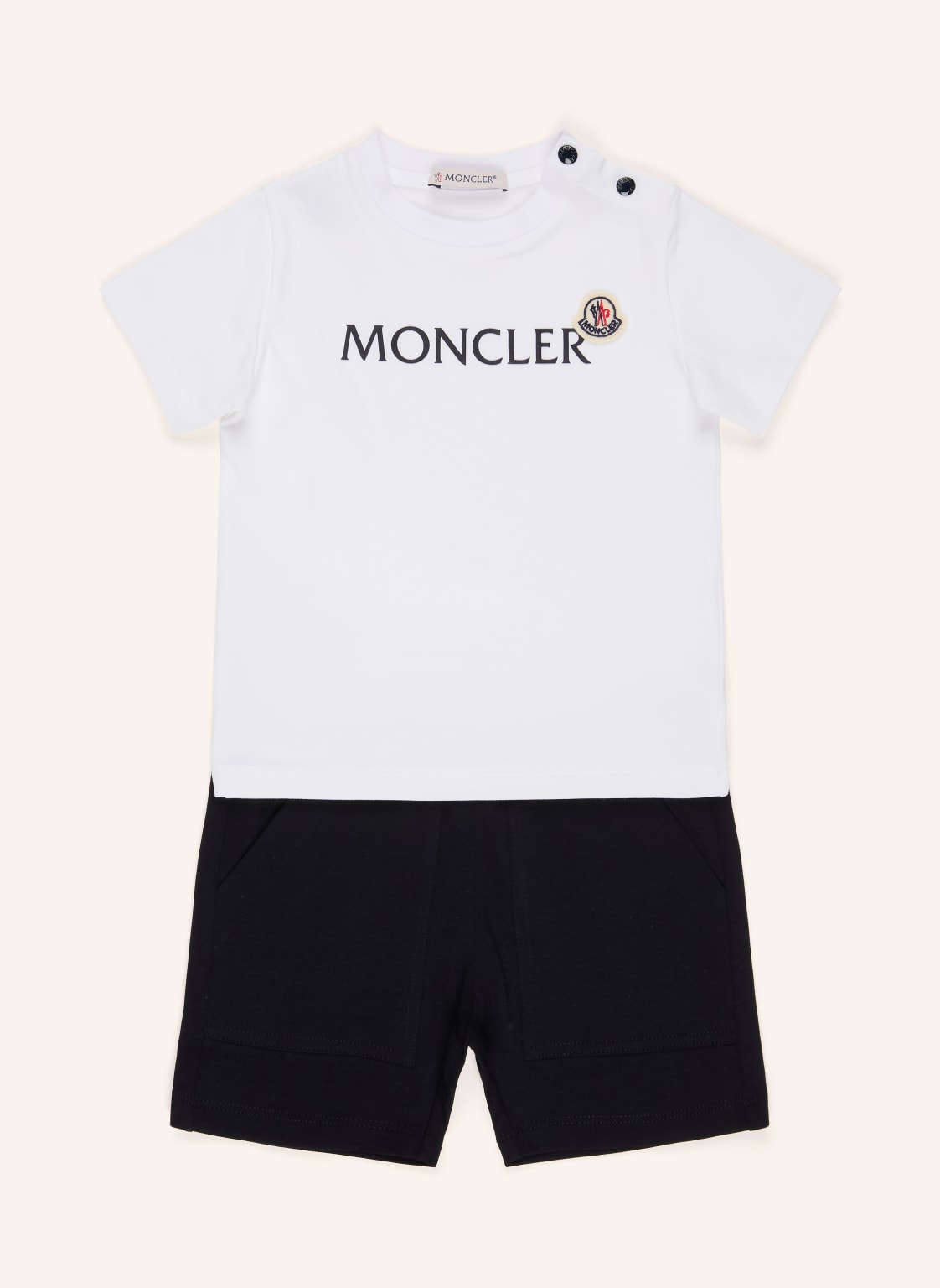 Moncler Enfant Set: T-Shirt Und Shorts weiss von MONCLER enfant