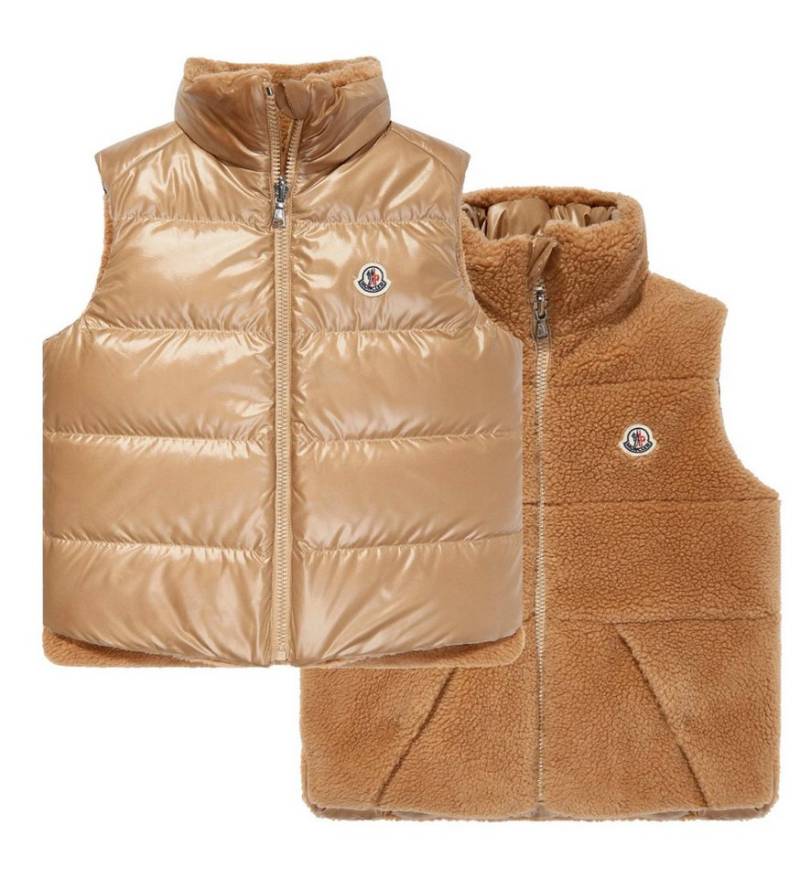 MONCLER Daunenweste Kinder Wendbare Daunenjacke Tedy Gilet 12A Teddyfell-Look außen, glatten Material innen von MONCLER