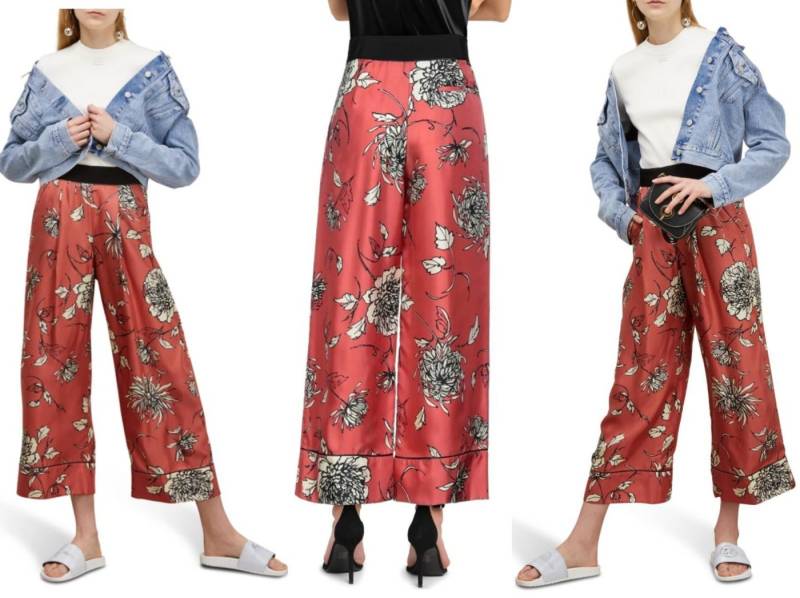 MONCLER Loungehose MONCLER Floral Print Tailored Silk Pants Trousers Seide Casual Hose Bo von MONCLER