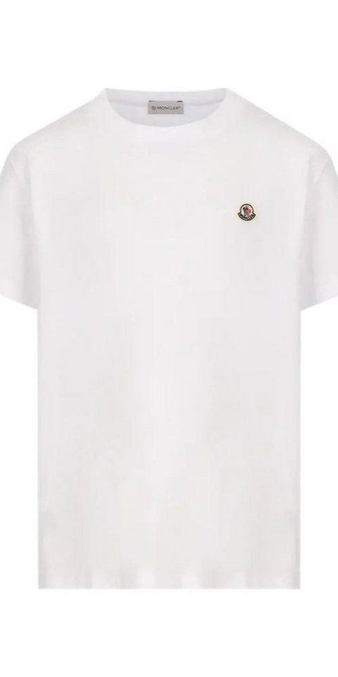MONCLER Print-Shirt Moncler T-Shirt Weiß mit Logopatch von MONCLER