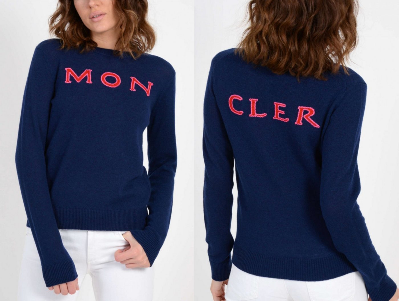 MONCLER Strickpullover MONCLER Logo Intersia Knitted Cashmere Jumper Sweater Sweatshirt Pulli von MONCLER