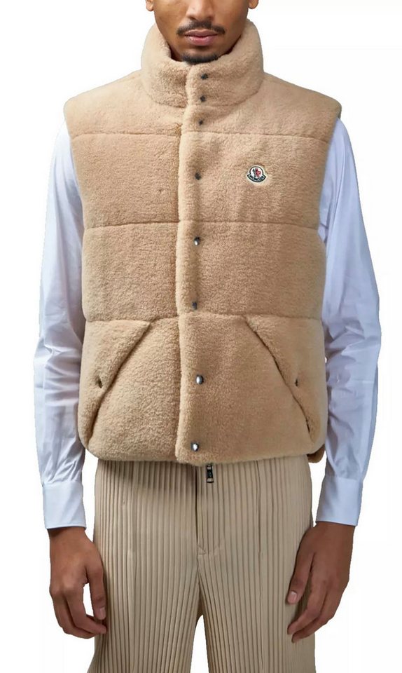 MONCLER Wendeweste Wendbare Daunenweste Jacke Gilet Zwei-Wege-Reißverschluss, Druckknopfverschluss, Teddyfleece von MONCLER