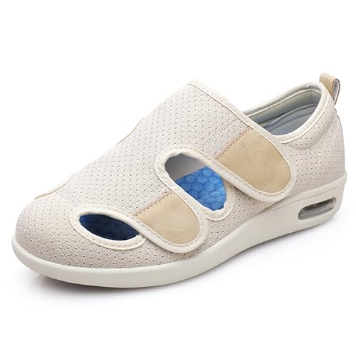 MONDEX Diabetiker Schuhe für Herren Damen, Extra Weit Verstellbare Sandalen mit Klettverschluss, Einfaches An- und Ausziehen Senioren Hausschuhe Für Geschwollene Füße,B,39 von MONDEX