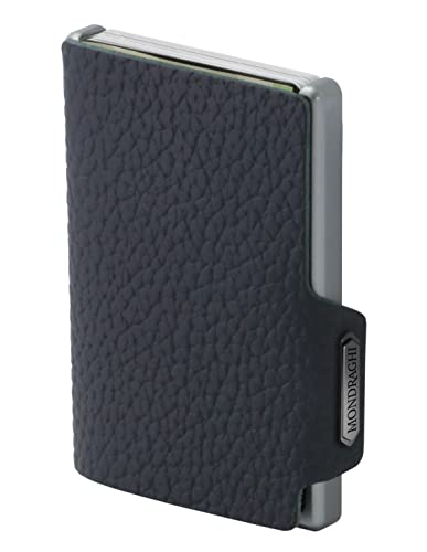 MONDRAGHI® Mini-Wallet. Ultraleichte Geldbörse mit Narbenleder. Kleiner Geldbeutel mit RFID-Schutz-Chip - Kartenetui mit Leichtmetallrahmen | ONE Blue von MONDRAGHI