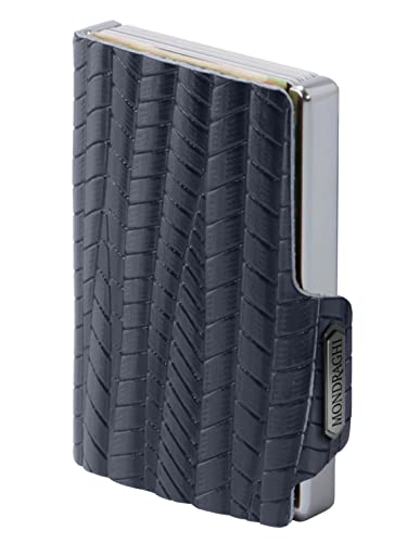 MONDRAGHI® Mini-Brieftasche, ultraleicht, Slim – Kreditkarten- und Geldbörse, mit Geldbörse, echtes Leder – klein und im Taschenformat | Evolution, blau, S, Modern von MONDRAGHI