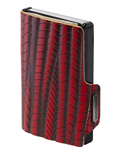 MONDRAGHI® Ultraleichte, Schlanke Mini-Brieftasche - Kartenhalter Mit Münzfach Und Geldscheinhalter. Echtes Leder - Klein Und Taschenformat | EVOLUTION, Rot von MONDRAGHI