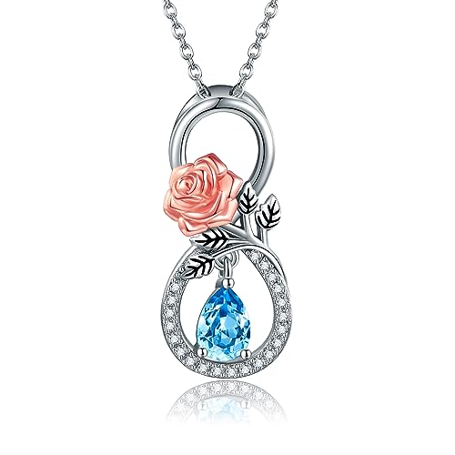 MONGAS Rose Unendlichkeit Kette Sterling Silber Rose Ketten Rose Schmuck Geschenke für Frauen Mädchen von MONGAS