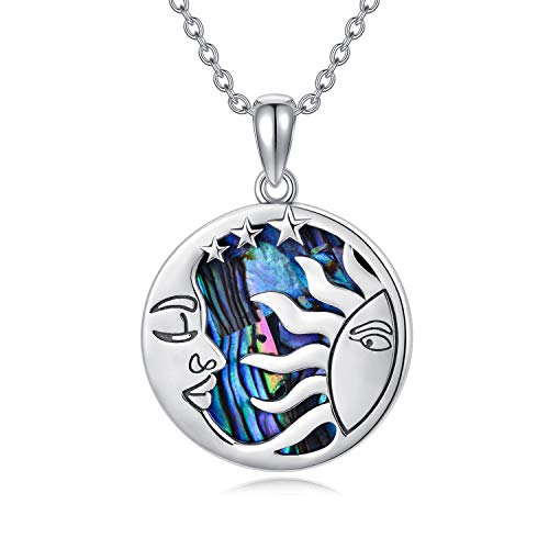 MONGAS Sonne Mond kette Sterling Silber Pentagramm Abalone Shell kette Weihnachten Schmuck Geschenke für Damen von MONGAS