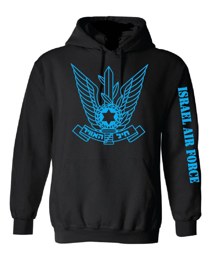Israel Air Force Kapuzenpullover Unikat Blau Design Schwarz von MONIKUNIQUE555