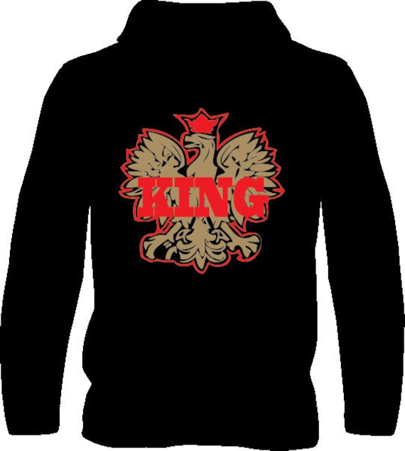 König Hoodie Schwarz Sweatjacke Rot Und Glänzend Gold Design von MONIKUNIQUE555
