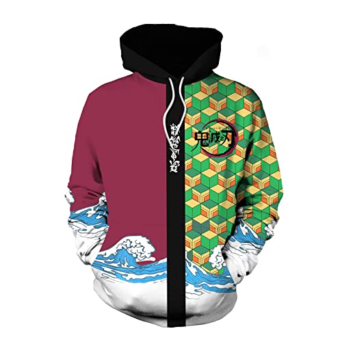 Demon Slayer Manga Hoodie Anime Nezuko Cosplay Kapuzenpullover Oversized Pulli 3D Druck Fashion Streetwear von MONJI