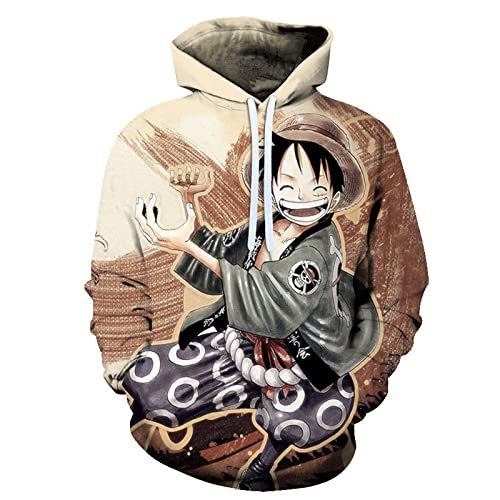 Luffy Anime One Piece Hoodie Kapuzenpullover Sweatshirt für Herren und Damen von MONJI