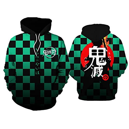 MONJI Demon Slayer Pullover Hoodie für Damen und Herren, Langarm Hoodie Unisex Größe mit Anime Charakteren von MONJI