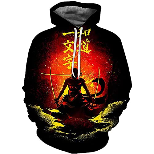 ONE Piece Zoro Herren Kapuzenpullover mit Druck Casual Buntes Sweatshirt Fashion Hoodies von MONJI