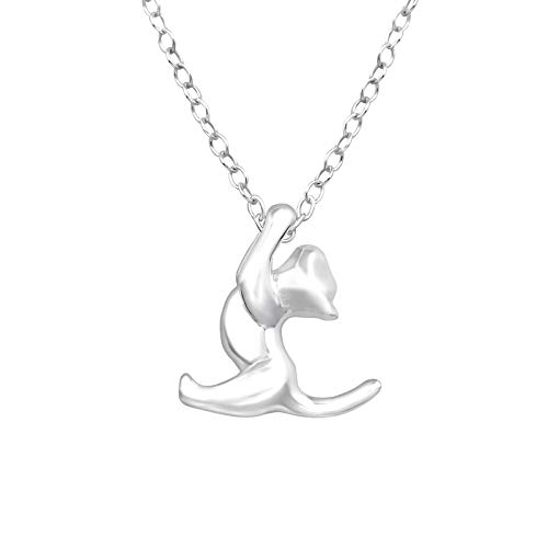 Monkimau Damen Ketten Katze Anhänger aus 925 Sterling Silver echt Silber mit 45cm Kette von MONKIMAU