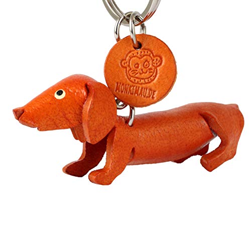 MONKIMAU Schlüsselanhänger Dackel Hunde Figur aus Leder von MONKIMAU