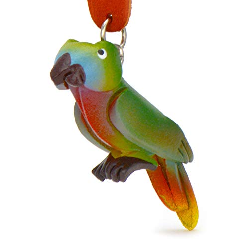 MONKIMAU Schlüsselanhänger Papagei Figur aus Leder Taschenanhänger Vogel-Anhänger von MONKIMAU