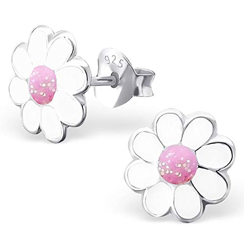 Monkimau Mädchen Ohrringe Blume Ohrstecker aus 925 Sterling Silver echt Silber mit Blüte von MONKIMAU