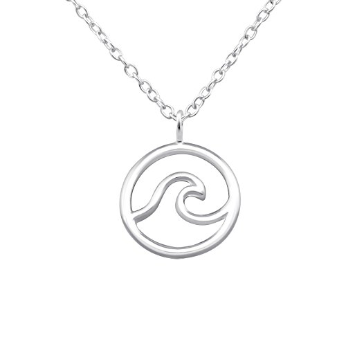 Monkimau Damen Ketten Surfer Welle Anhänger aus 925 Sterling Silver echt Silber mit 45cm Kette von MONKIMAU