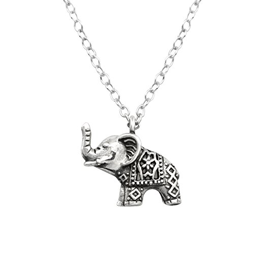 Monkimau Damen Ketten Elefant Anhänger aus 925 Sterling Silver echt Silber oxidiert mit 45cm Kette von MONKIMAU