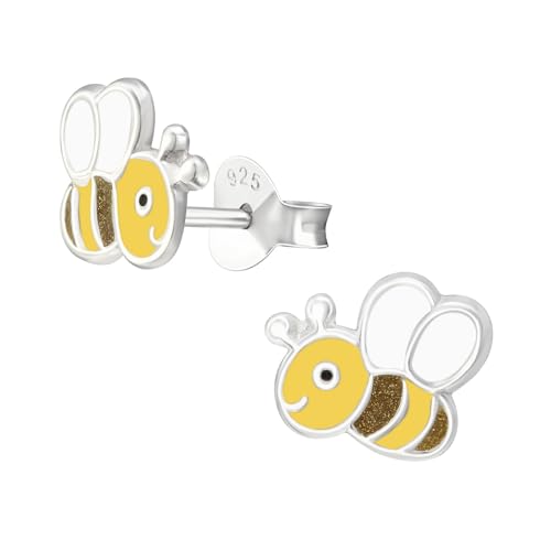 Monkimau Biene Kinder Ohrringe | 925 Silber | Mädchen Ohrstecker Schmuck | Hypoallergen & Nickelfrei | Kinderohrringe Geschenkidee von MONKIMAU